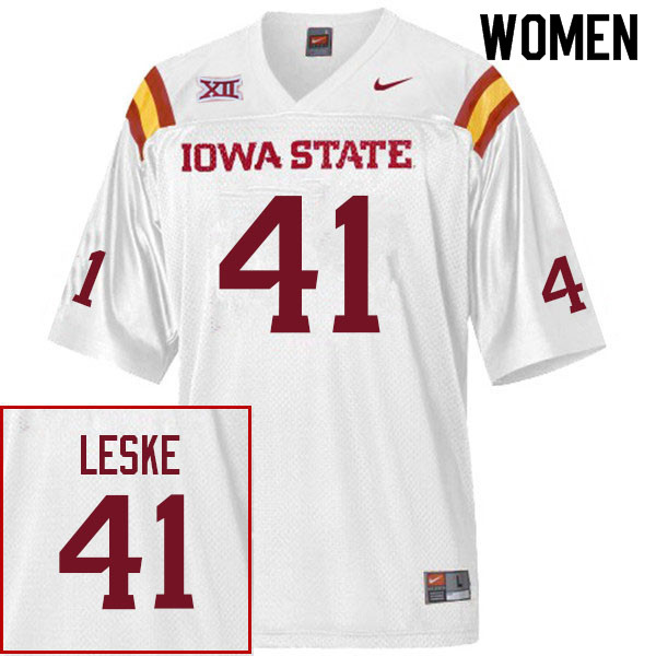 Women #41 Tyee Leske Iowa State Cyclones College Football Jerseys Sale-White - Click Image to Close